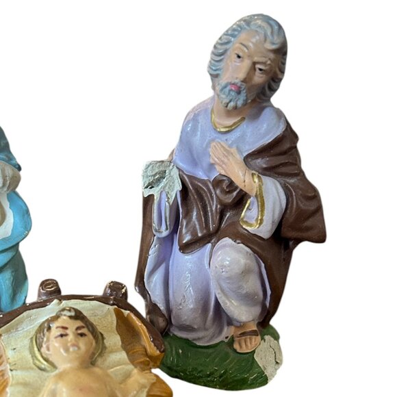Vtg Italian Plaster Nativity Set Mary Joseph Baby Jesus 1950s Italy Stamp Creche - Picture 10 of 10